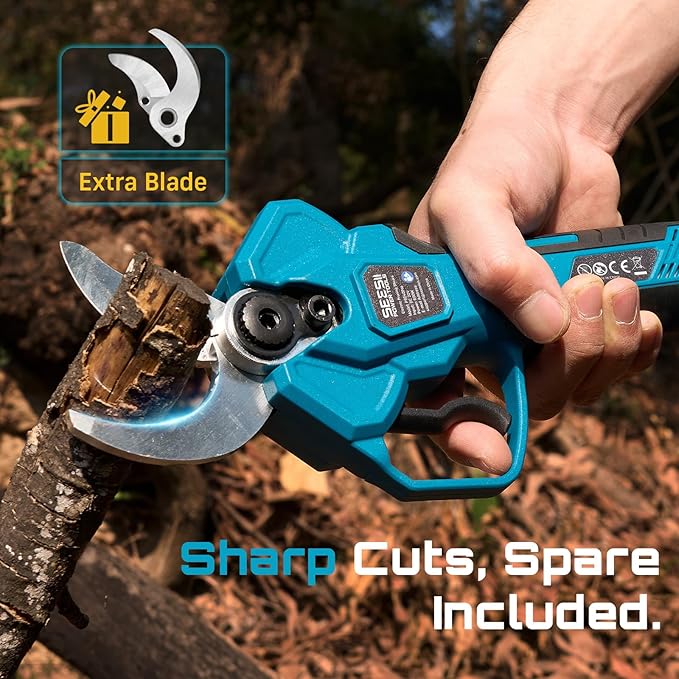 SEESII 2-in-1 Pole Pruning Shears: 1.6" Cutting Diameter Cordless Electric Pole Pruners - Brushless Motor, Dual 4.0Ah Batteries, Extra SK5 Blade, 4 Modes Adjustable Branches Cutter for Tree & Flower