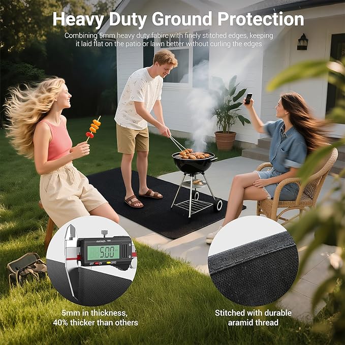 Lancryen 2025 Thickened 31 x 48 inch Under Grill Mat for Outdoor and Indoor, Double-Sided Fireproof Grill Pad, Indoor Fireplace/Fire Pit Mat, Oil-Proof Waterproof BBQ Protector for Decks and Patios