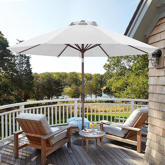 ABCCANOPY OLEFIN® 5-Year No Fading 9FT Patio Umbrella, Outdoor Table Umbrella with 8 Sturdy Ribs for Deck, Backyard, Picnic (White)
