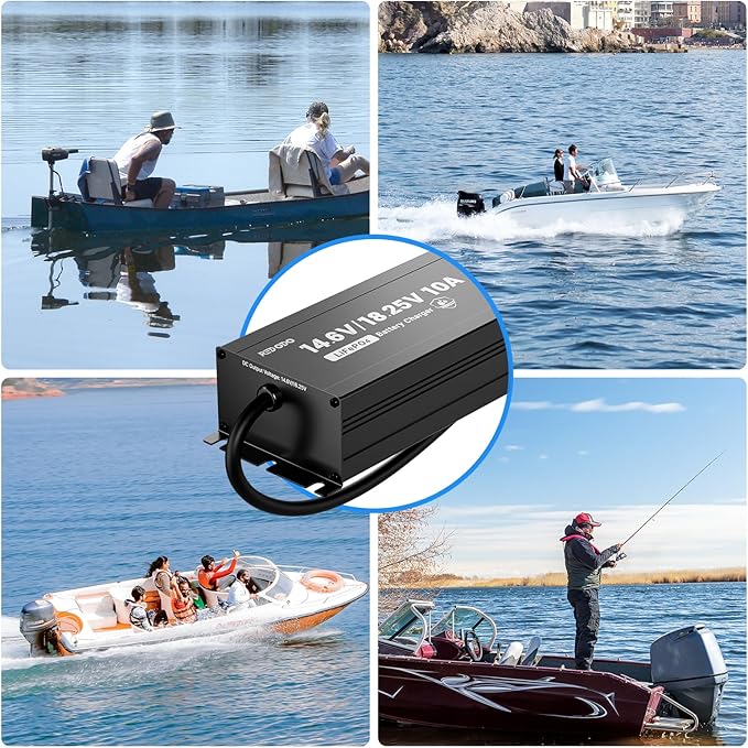 Redodo 14.6V/18.25V 10A Lithuim Battery Charger for Lithium Iron Phosphate Battery,Support Fast Charging,with IP65 Waterproof Design,LED Indicators,Designed for Deep Cycle LiFePO4 Battery Charging