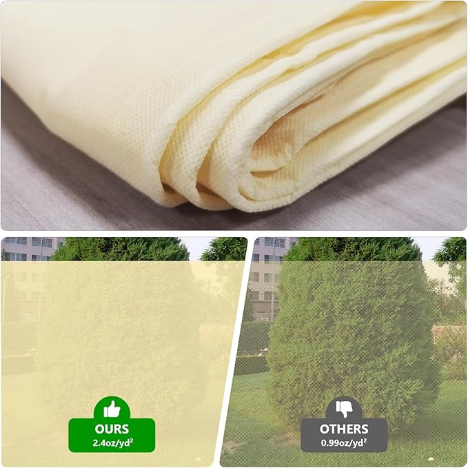 Plant Covers Freeze Protection, 4 Pack Round Frost Blankets for Outdoor Plants (71"x48") – Winter Plant Covers, 2.4oz/yd² Frost Cloth Plant Protection for Trees, Shrubs & Potted Plants (Beige)