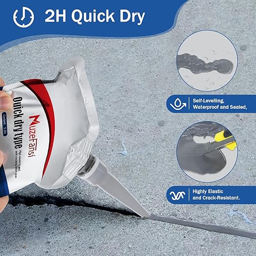 Cement Crack Sealant, Concrete Crack Filler, Waterproof Concrete Repair Filler, Weather-Resistant Cement Sealant, Flexible Caulking Glue for Driveway, Sidewalk, Wall, and Foundation (2 Pcs)