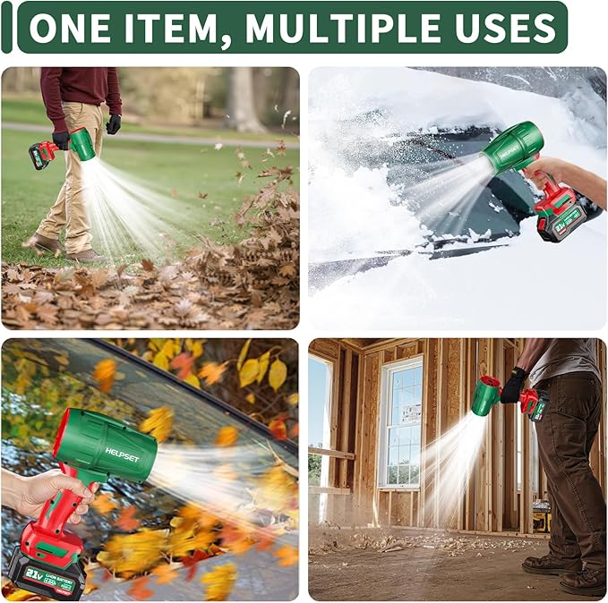 Cordless Leaf Blower with 2×4.0Ah Batteries & Charger, Powerful Electric Blower for Patio, Lawn Cleaning, Leaves & Dust - Portable & Lightweight