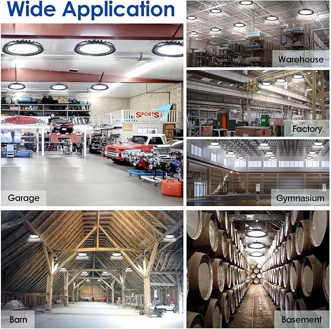 LED High Bay Light 240W PREM 12-Pack, 12' UFO Commercial Lighting Fixture w/Plug for Garage Shop Warehouse Workshop, 5000k 35000lm Dimmable IP65 UL ETL Listed (Count of 12)