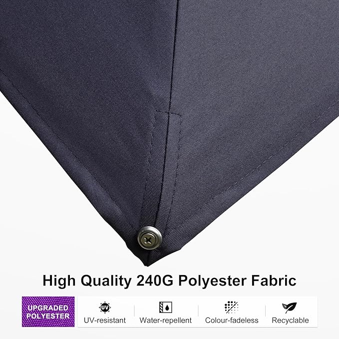 PURPLE LEAF 12FT Patio Umbrella With Base Square Cantilever Umbrella Teak Finished Aluminum Frame Large Windproof Offset Outdoor Sun Umbrellas for Beach Pool Deck, Navy Blue