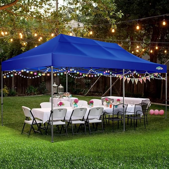COBIZI 10x20 Heavy Duty Pop up Canopy Tent with 6 sidewalls Easy Up Commercial Outdoor Canopy Wedding Party Tents for Parties All Season Wind & Waterproof with Roller Bag,Navy Blue(Thickened)