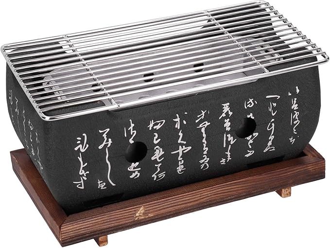 Charcoal BBQ Grill,Portable Japanese BBQ Tabletop Barbecue Grill Tools,Lightweight Retro Barbecue Stove Oven for Camping Picnics, Garden, Backyard Outdoors Cooking