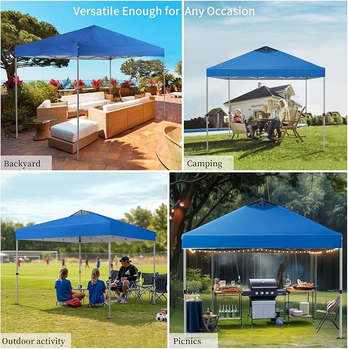 MFSTUDIO Pop up Canopy Tent,10x10ft Footprint Canopies, Gazebo Shelter Sun Shade Waterproof Patio Popup Tents, for Beach,Parties,Camping