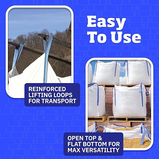 DURASACK Heavy Duty Builder's Bulk Bags 100-Gallon White Woven Polypropylene Contractor Trash Bags for Demo and Construction, Holds up to 2200 lbs