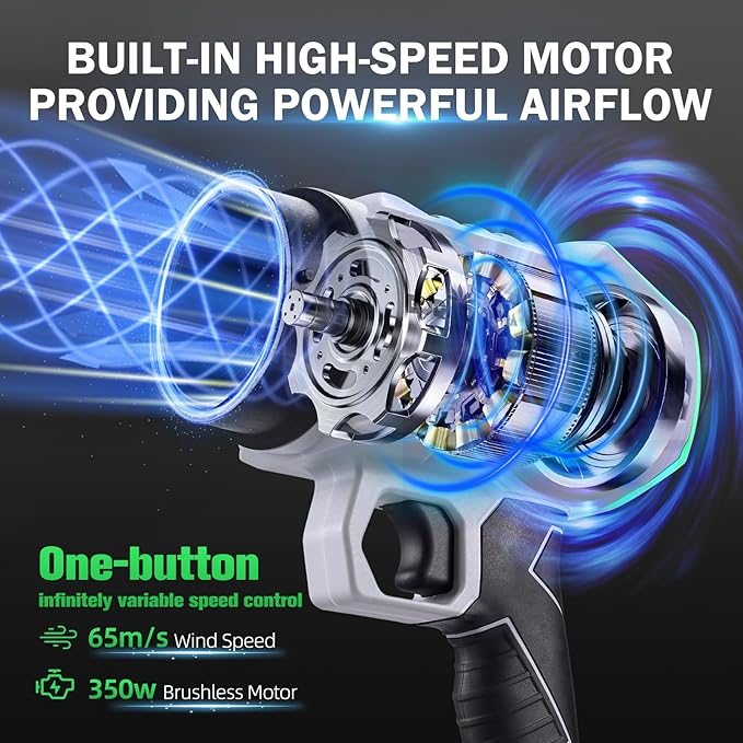 Leaf Blower Cordless, 21V Electric Leaf Blower with 2 Batteries and Charger, 4.0Ah Battery Powered Handheld Leaf Blowers for Lawn Care, Patio, Dust, Snow, Leaf Blowing Green
