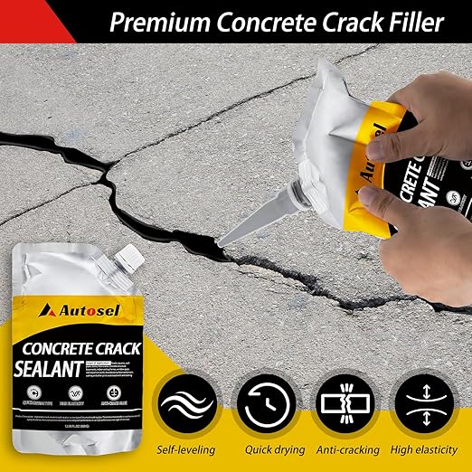 Concrete Crack Filler, Pro Cement Crack Filler, Asphalt Crack Filler,Slab Concrete Crack Waterproof, Self-Leveling Driveway Crack Filler, Quick-Drying Sealing Adhesive, Crack Filler Black-2 Pcs