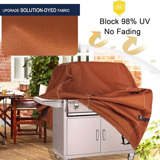 NettyPro Grill Cover Heavy Duty Waterproof 48 inch, Outdoor 2-3 Burners Gas BBQ Cover for Outside Weber, Char-Broil, Brinkmann, Nexgrill Barbecue, Brown