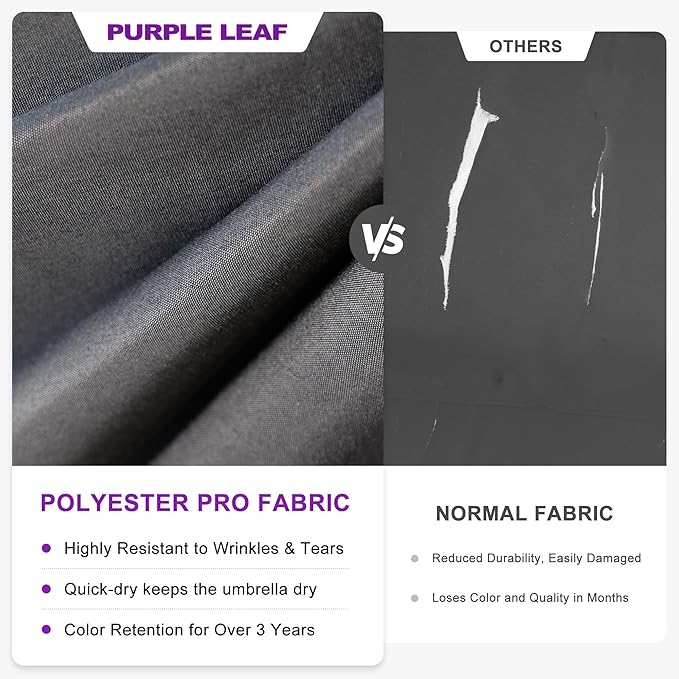 PURPLE LEAF 12 FT Cantilever Umbrella Outdoor Patio Umbrella, Large Offset Square Umbrella, Windproof Heavy Duty Hanging Outside for Patio, Mist Grey