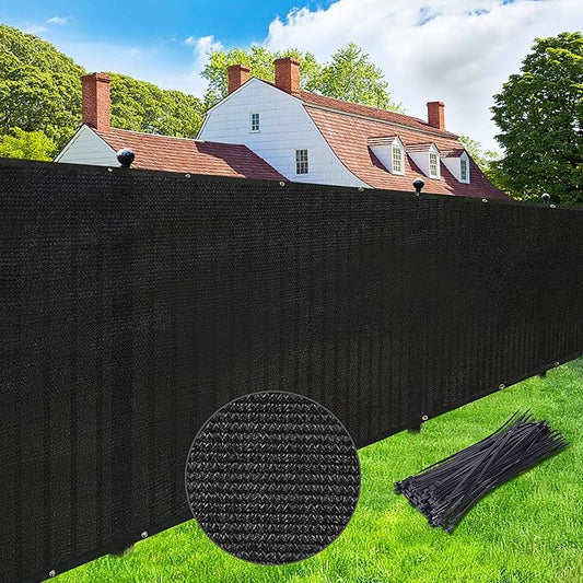 UPGRADE Privacy Screen Fence 4' x 50' Commercial Shade Cover with Brass Grommets Heavy Duty Perfect for Outdoor Back Yard-Black, Customizable