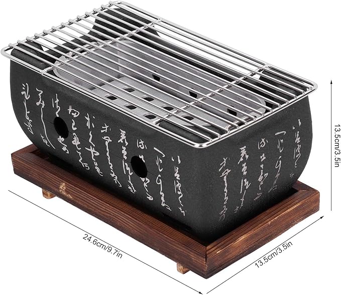 Charcoal BBQ Grill,Portable Japanese BBQ Tabletop Barbecue Grill Tools,Lightweight Retro Barbecue Stove Oven for Camping Picnics, Garden, Backyard Outdoors Cooking