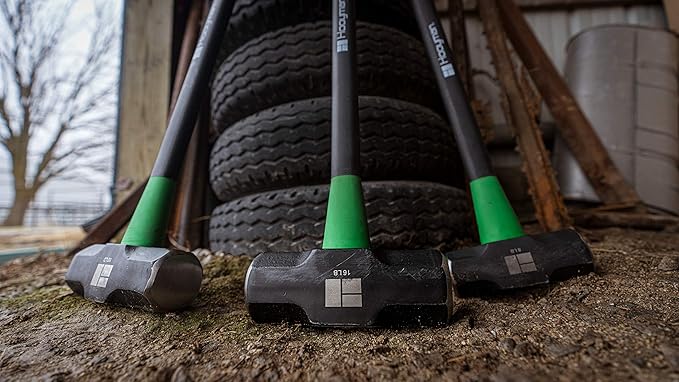 Hooyman Sledge and Club Hammer with Heavy Duty Construction, Ergonomic No-Slip H-Grip Handle, Fiberglass Core, High Strength Steel for Construction, Gardening, Land Management, Yard Work, and Outdoors