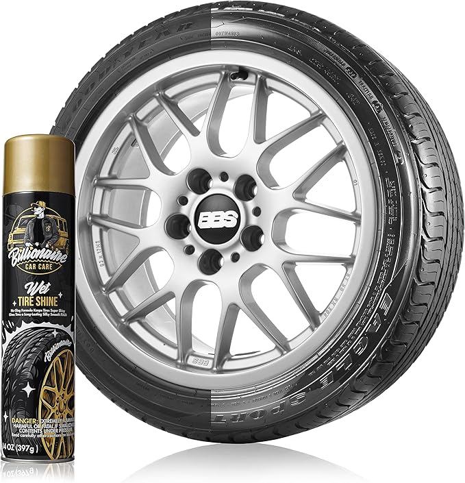 Billionaire Tire Shine - Wet Tire Shine 6 Pack Can 14 oz No Sling Formula Long-Lasting Silky Smooth Finish - Spraying Maximum Protection Fast Dry - Car Detailing 6PACK