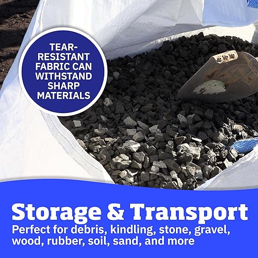 DURASACK Heavy Duty Builder's Bulk Bags 100-Gallon White Woven Polypropylene Contractor Trash Bags for Demo and Construction, Holds up to 2200 lbs