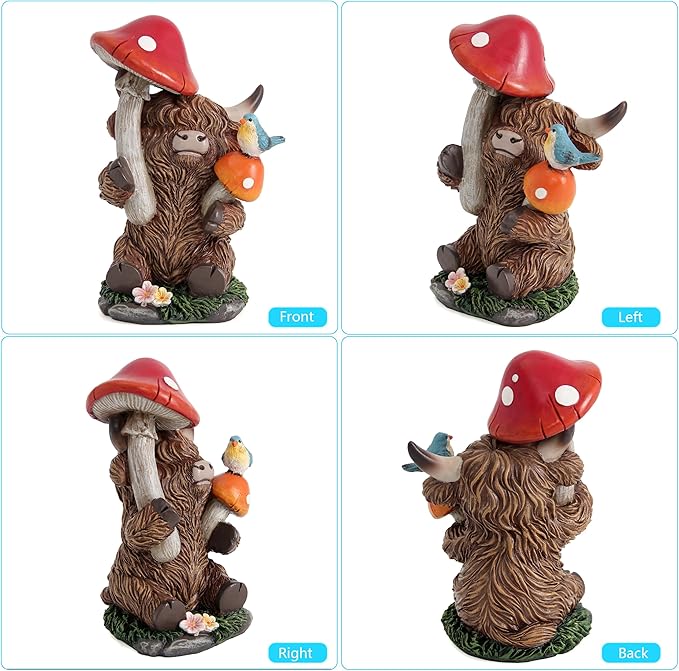 Highland Cow Figurines for Garden Decor,Garden Cows Decor for Outdoor Statues,Highland Cow Decorations for Outdoor Indoor Patio Yard Lawn Home Bathroom Shelf ,Animal Statues Cows Gifts for Women