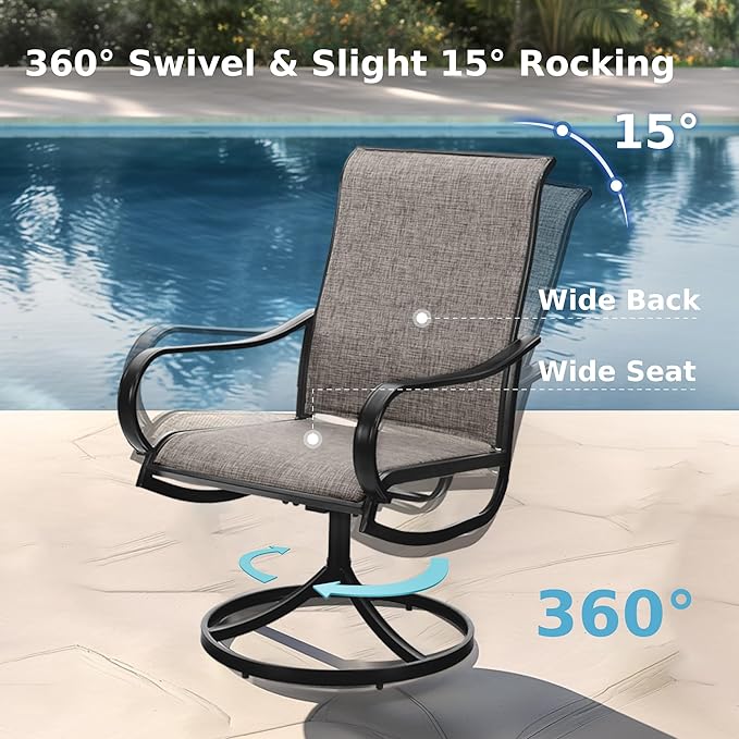 MFSTUDIO Patio Dining Set for 6, Expandable Patio Table and Chairs Set, 7 Piece Outdoor Dining Set for Deck/Backyard/Poolside/Garden