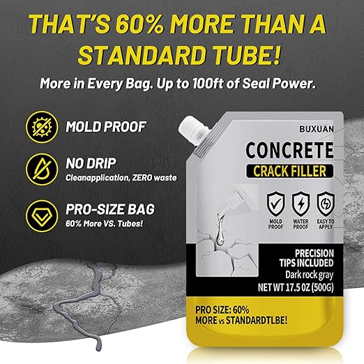 Concrete Crack Filler, Cement Crack Filler Outdoor, Waterproof Repair Sealant, Quick-Drying Sealing Adhesive, for Driveway, Walkway, Patio, Joint (1)