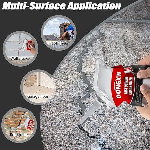 Concrete Crack Filler 5Pcs – Quick-Drying Waterproof Cement Crack Filler Repair Sealant, Concrete Repair Adhesive for Joints, Walls, Sidewalk, and Foundation(Grey)