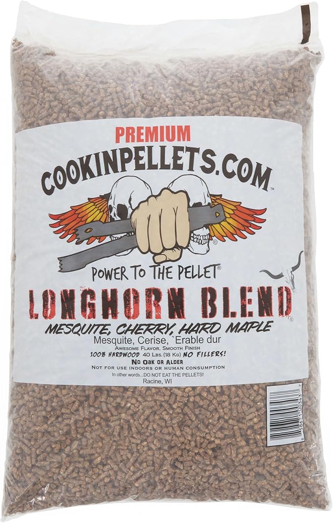 CookinPellets 40-Pound Longhorn Blend Premium Natural Grill Smoker Smoking Mesquite/Cherry/Maple Hardwood Wood Pellets, (3 Pack)