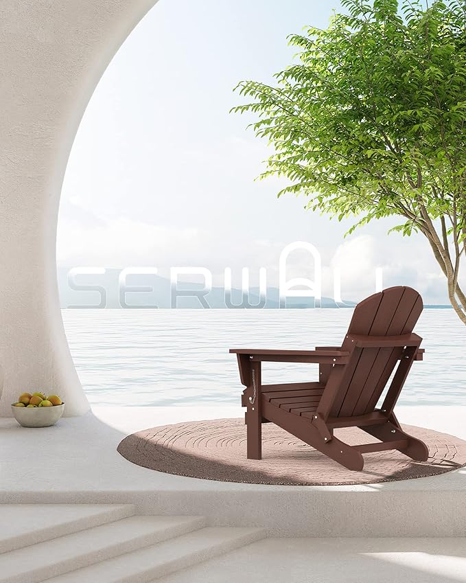 SERWALL Adirondack Chair Set of 6 for Patio Garden (Folding Coffee)
