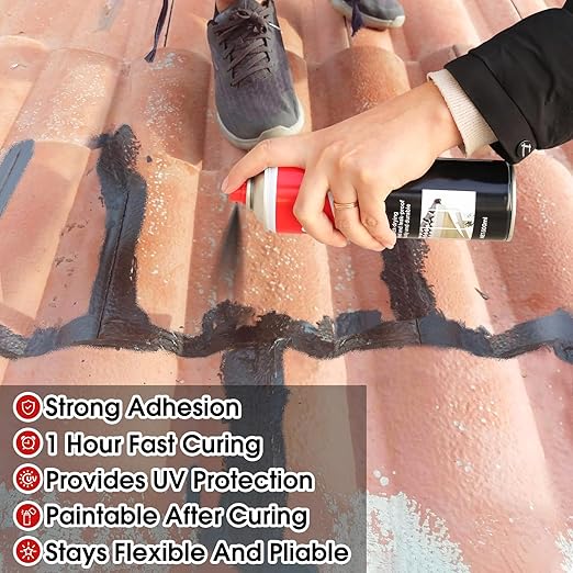 Waterproof Patch & Seal Rubberized Sealant Spray, 17 oz (Pack of 3) Leak Stopper Rubber Spray to Seal Cracks, Black Rubber Sealant Perfect for Gutters, Wood, Campers, Roof Repair, Windows