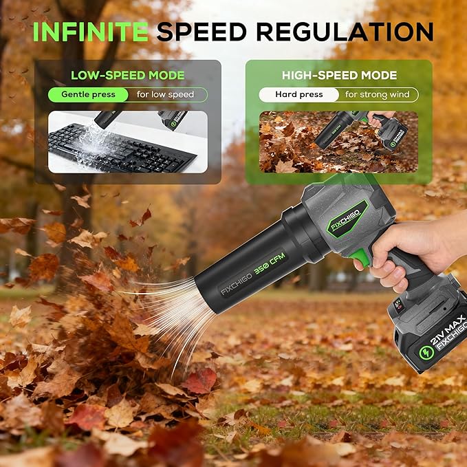 Cordless Leaf Blower, Portable Dust Cleaner with 2 x 4.0Ah Batteries, 3 Speed Modes, Handheld Leaf Blower for Lawn, Garage, Snow, Patio(Gray)