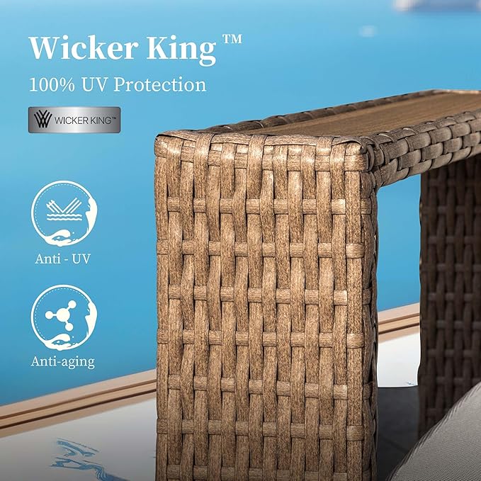 L Shaped Patio Furniture,Outdoor Rattan Wicker Sectional Sofa with 10''Ultra-Thick Cushions,All Weather Patio Conversation Set for Lawn Garden Backyard,Beig