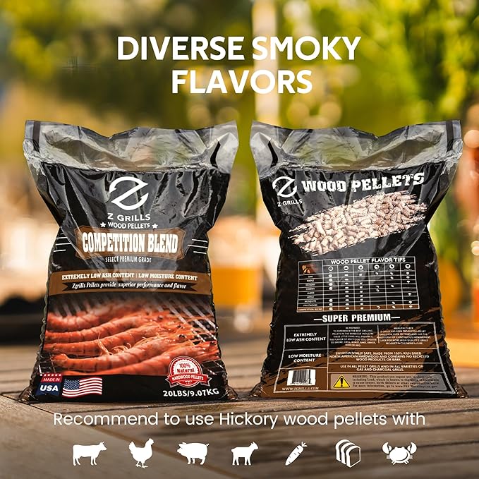 Z GRILLS Wood Pellets for Smoker Grill and BBQ, 100% All-Natural Hardwood Competition-Blend Pellet, 40lbs