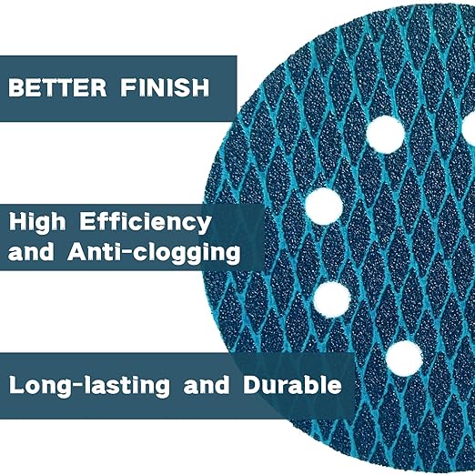 50pcs 5 inch Sanding Discs Hook and Loop Diamond Shape, Anti-Clogging Orbital Sander Sandpaper 120 Grit, Aluminum Oxide Sandpaper 8 Holes (120#)