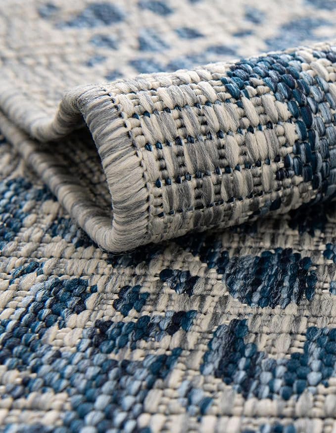 Unique Loom Outdoor Traditional Collection Area Rug - Timeworn (12' Square Blue/Gray)
