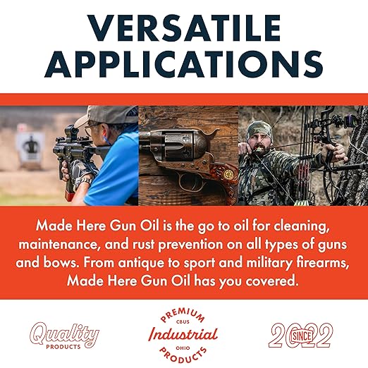 Made Here Premium Lubricating Gun Oil with Nano Technology – Made in The USA – Superior Corrosion Protection & Long-Lasting Performance – 4oz