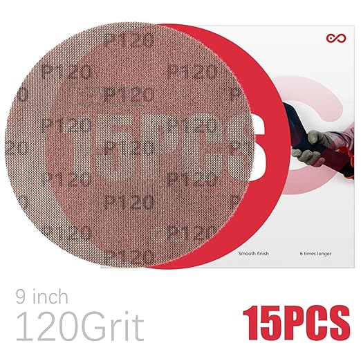 9 Inch Sanding Disc Drywall Sandpaper, Dust Free Sanding Drywall Sander Pads, 15 Pack 120 Grit