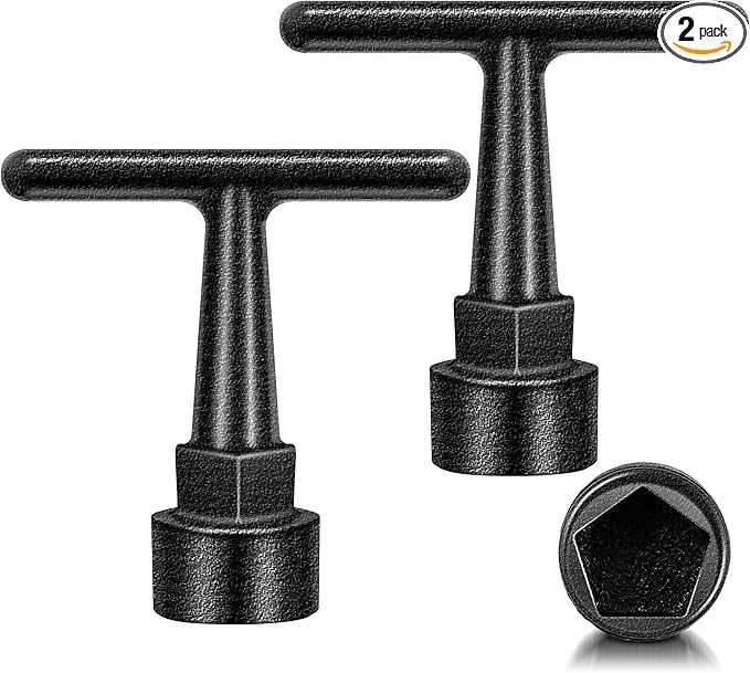 Enhon Curb Box Wrench for Pentagon Curb Boxes, Water Meter Wrench for Penta Socket, T Handle Penta Tool, Water Valve Shut Off Tool(2 Pack,Black)
