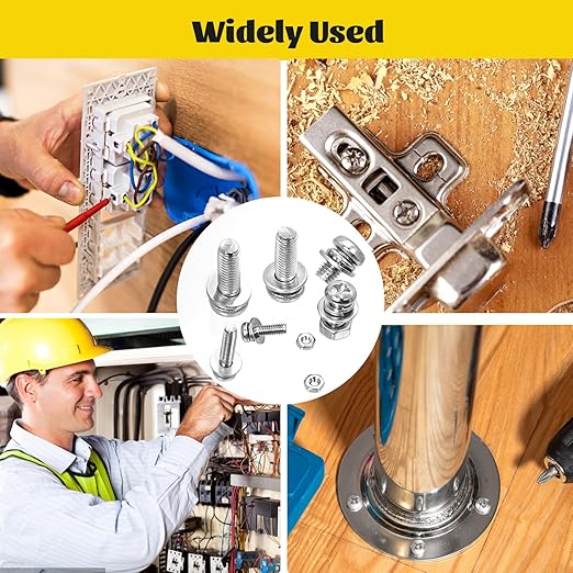 640PCS Machine Screws Assortment Kit, M2 M2.5 M3 M4 M5 Nuts and Bolts Assorted Set, 304 Stainless Steel Metric Combination Screw with Fixed Washers (All-in-One Design)