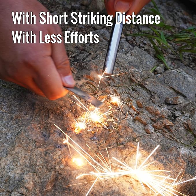 Classic Heavy-Duty Super-Duty Ferro Rod Fire Starter with Premium Ferrocerium Rod Superb Carbon Alloy Steel Striker 550 Paracord Lanyard Handle for Camping Emergency Survival Hiking BBQ EDC