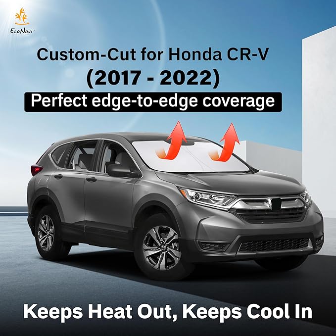 for Honda CRV - 2017 2018 2019 2020 2021 2022 EcoNour Car Windshield Compatible with Storage Pouch | Front Window Sun Protector for UV Rays & Sun Heat | Car Interior Accessories Fit Honda CRV Models