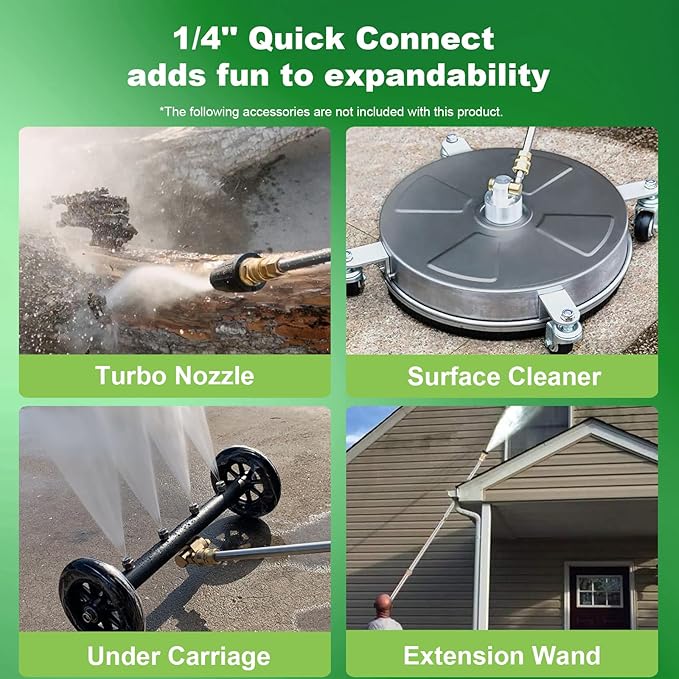 5000 PSI Adjustable Pressure Washer 2.8GPM Electric Power Washer with 33ft Pressure Hose, 4 Nozzle and Foam Cannon, Powerwashers for Home, Cars, Pressure Setting Range (2500-5000PSI) Green