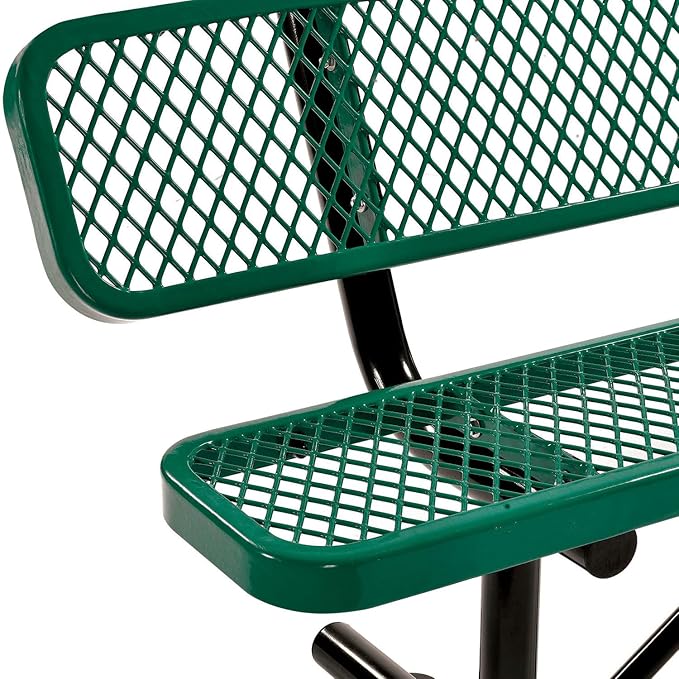 Global Industrial 8'L Heavy Duty Expanded Metal Mesh Bench with Backrest with Steel Frame, Portable Outdoor Bench, 1000 lbs Capacity, Green, 96" L x 24" W x 33" H