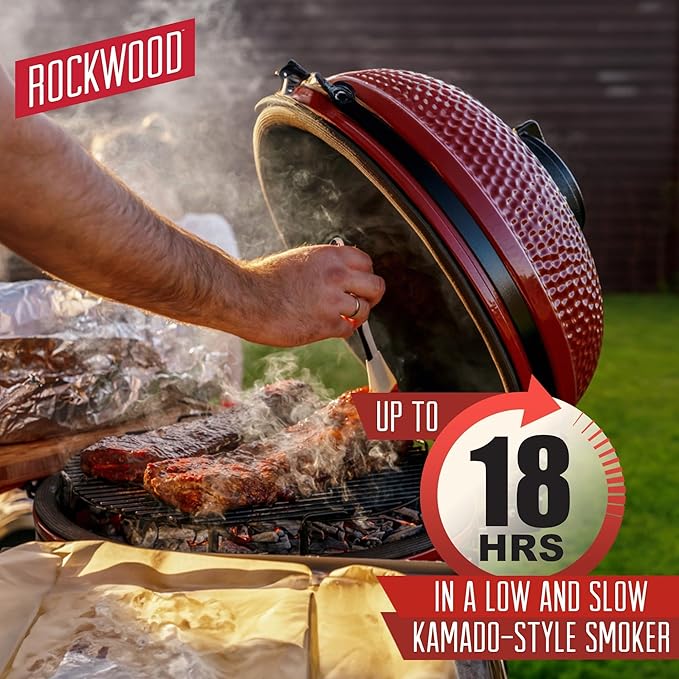 Rockwood Natural Lump Charcoal – Oak, Hickory & Cherry Hardwood Blend for Barbecue Smoking, High-Heat Grilling, & Outdoor Cooking – Clean Burning, Ideal for Kettle & Kamado Grills – 20lbs (2 Packs)