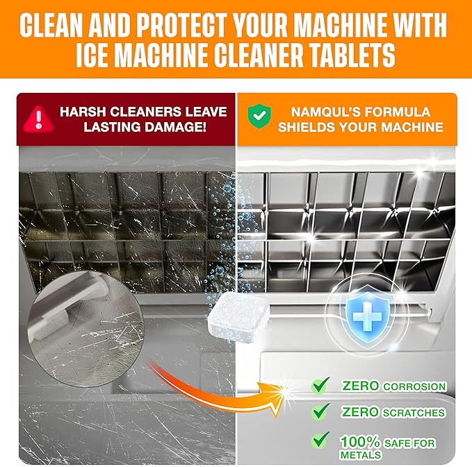 Ice Maker Cleaner & Descaler Tablets - 36 Pack Nickel-Safe Scale Remover Compatible with Frigidaire, Opal, GE Profile & Kitchenaid Countertop and Nugget Machines - Removes Mineral Build-Up & Odours