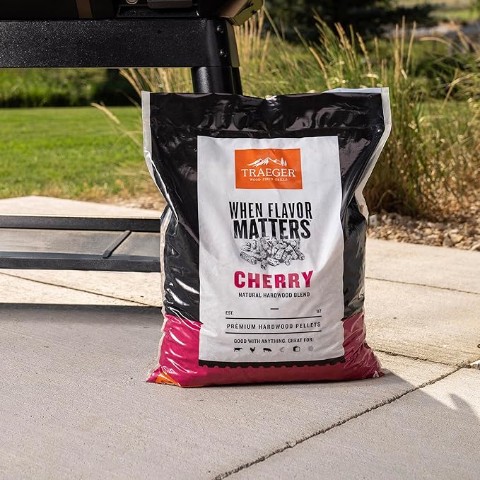 Traeger Grills Cherry 100% All-Natural Wood Pellets for Smokers and Pellet Grills, BBQ, Bake, Roast, 18 lb. Bag (Pack of 2)