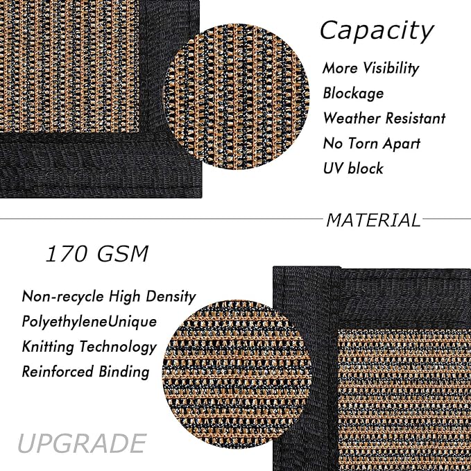 UPGRADE Privacy Fence Screen 8'x5' Brown Outdoor 90% Visibility Blockage 170 GSM Mesh Shade Cover Panels for Backyard,Balcony,Home Decoration with Zip Ties,Customized Avaliable