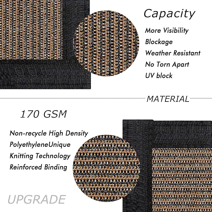 UPGRADE Privacy Fence Screen 5'x23' Brown Outdoor 90% Visibility Blockage 170 GSM Mesh Shade Cover Panels for Backyard,Balcony,Home Decoration with Zip Ties,Customized Avaliable