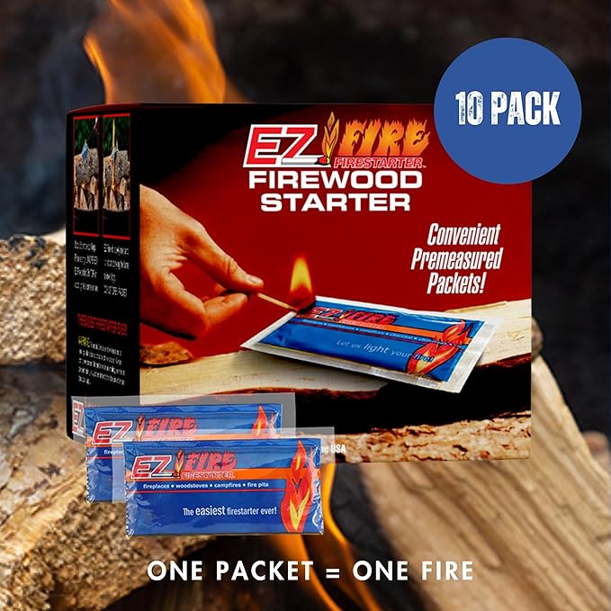 – All-Natural Fire Starters for Campfires, Fire Pits, BBQs & Fireplaces – Long Burning, Weather-Resistant, Non-Toxic & Easy to Light | 10 Pack