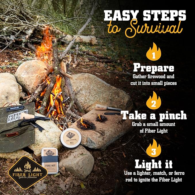 OUTDOOR ELEMENT Contour Feather Survival Knife + Natural Fire Starter Kit – VG10 Steel Fixed Blade with Ferro Rod, Hex Driver, Whistle & Waterproof Tinder Tin – Ultimate Camping & Survival Gear Set