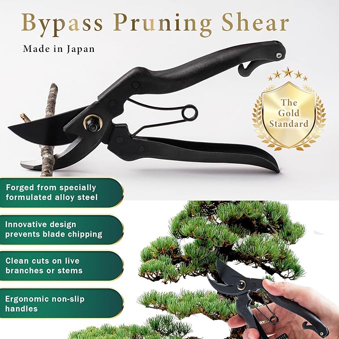 Professional Forged Bypass Pruning Shears 7.9" Japanese Hand Garden Scissors Made in Japan (Standard Model)
